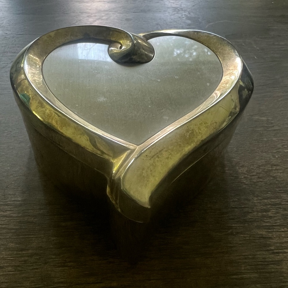 THINGS REMEMBERED Heart Shaped Jewelry Box Trinket Silverplate